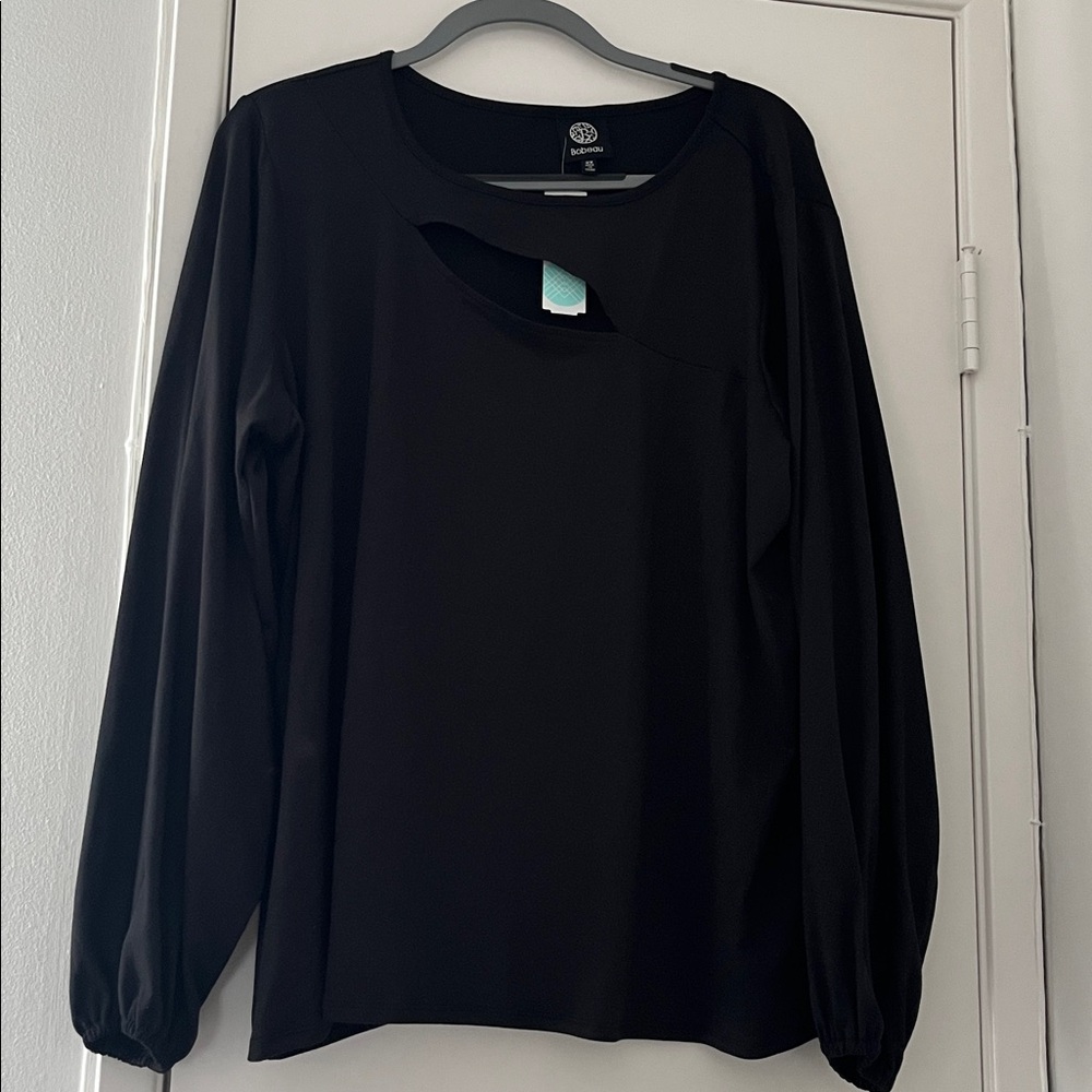 Bobeau Black Cutout Knit Top